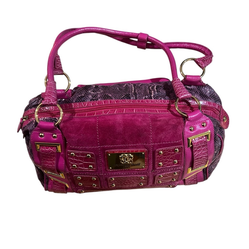 Women’s Leather Vinyl Snakeskin Pattern Bag Signed Original By Sharif 1827 pink